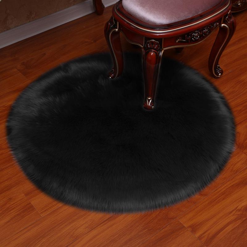 Modern Round Plush Faux Wool Carpet for Computer Chair, Hanging Chair, Bedroom, and Photography