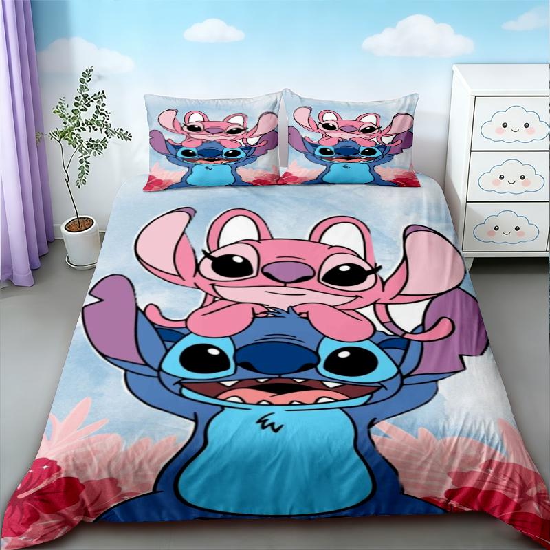 

Stitch Angel 3pcs Duvet Cover Cartoon Quilt Cover Bedding Set Queen King Full Size for Children Teens Bedroom Decor 135x200cm