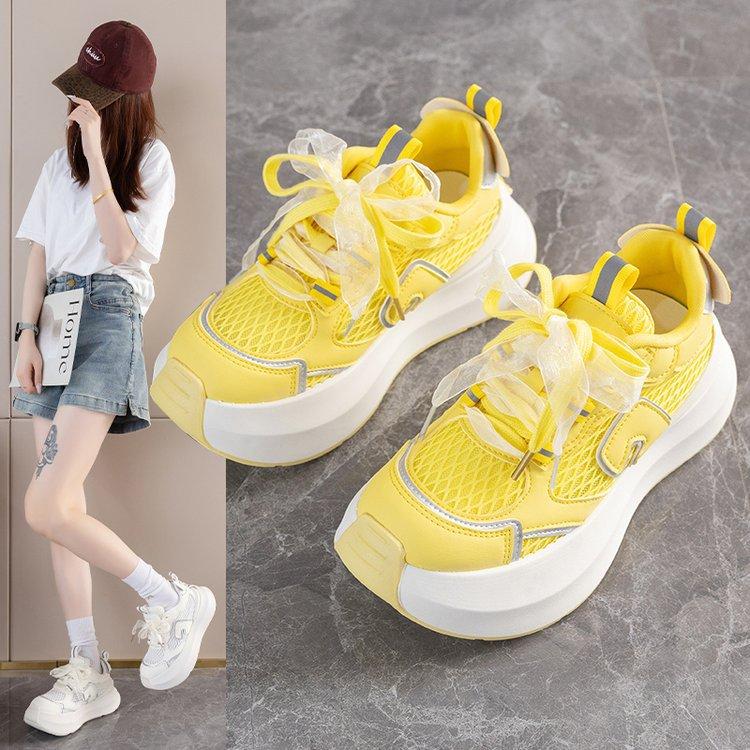 

Net shoes 2025 spring new leather platform casual little white shoes women s height-increasing muffin shoes casual sports board shoes women 35
