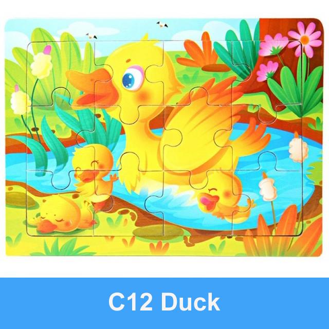 15*11cm Montessori Wooden 3D Puzzle Cartoon Animal Intelligence Jigsaw Game Early Learning Educational Toys For Children
