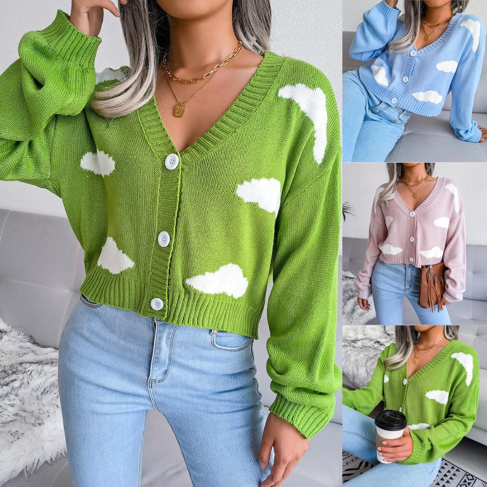 Autumn and Winter Baiyun Knitted Cardigan Sweater