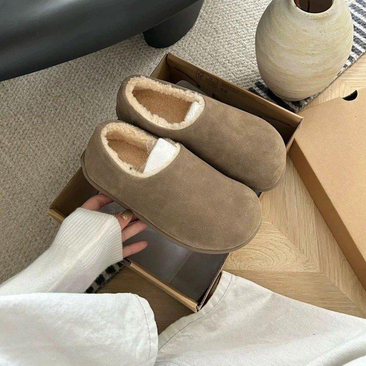 Casual Lazy Wind Fur Integrated Snow Boots Women's 2025 Autumn and Winter New Muller Shoes Small Potatoes One-pedal Shoes Women