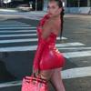 Spring Summer Sexy PU Strapless Women Solid Color Slash Neck Club Style Hip Short Dress