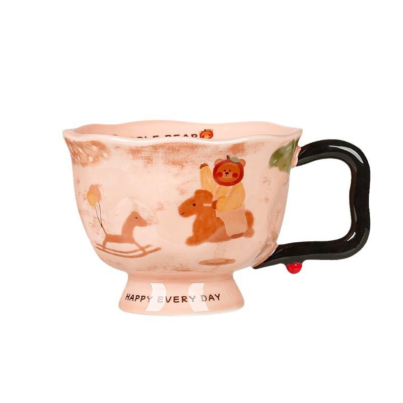 Cup Children's Fun Apple Bear Ceramic Cup Goblet Office Coffee Cup Home Mug Girls Water Cup