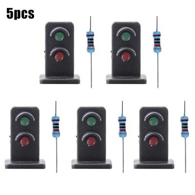 5pcs Model Traffic Lights LED Train Model Signal Light 1:87 Scale Steel Column Layout Lamp Posts Railway Train Garden Scenery