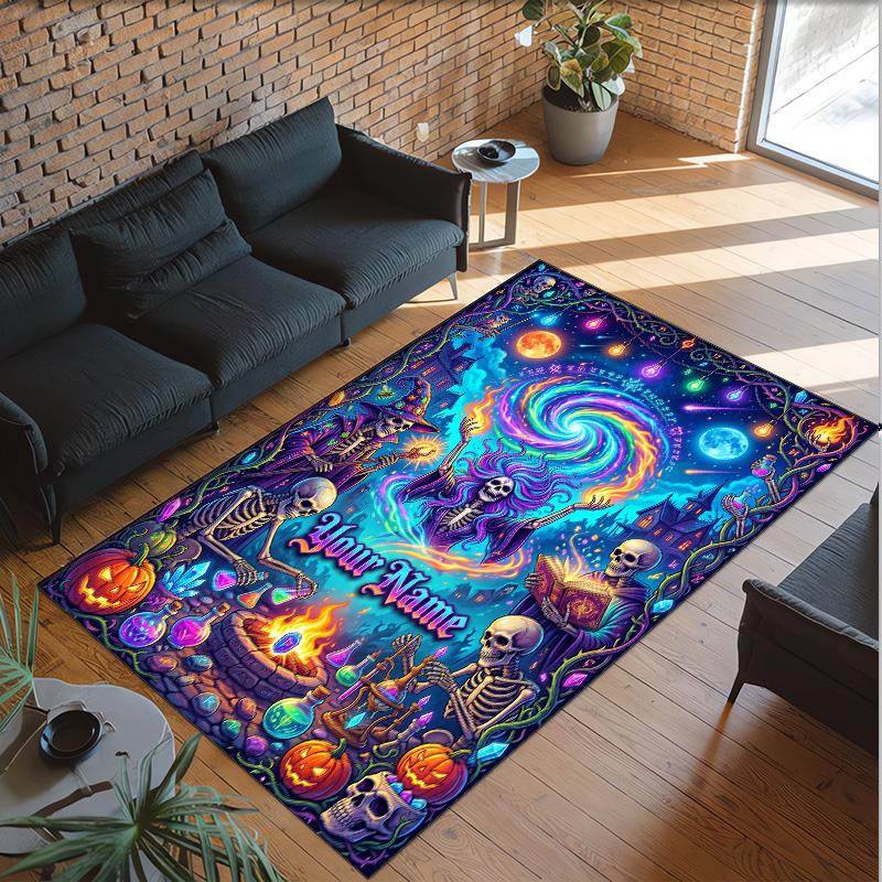 Fantasy Magic Theme Crystal Velvet Rug Personalized Custom Name Text Soft Floor Mat Home Decor