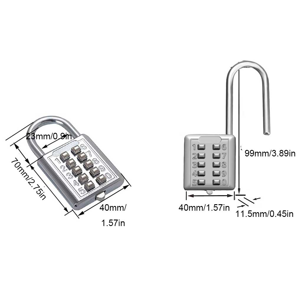 Cadenas à combinaison Bouton en alliage de zinc Mot de passe Verrouillage à 5 chiffres Cadenas de voyage Mécanisme de sécurité pour sac à dos Numérique externe