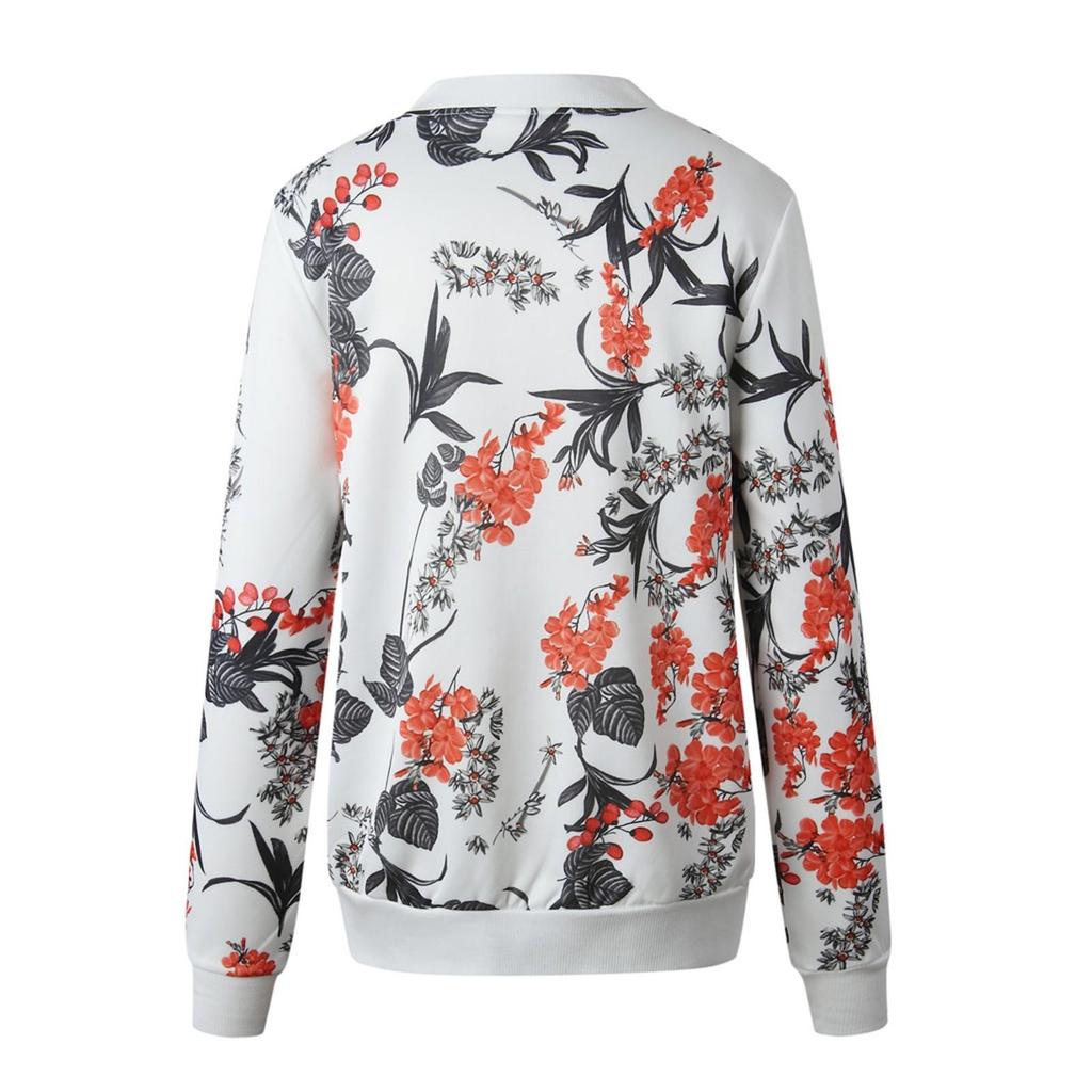 Giacca da Donna Retro Floreale con Cerniera Cappotto Casual Capospalla