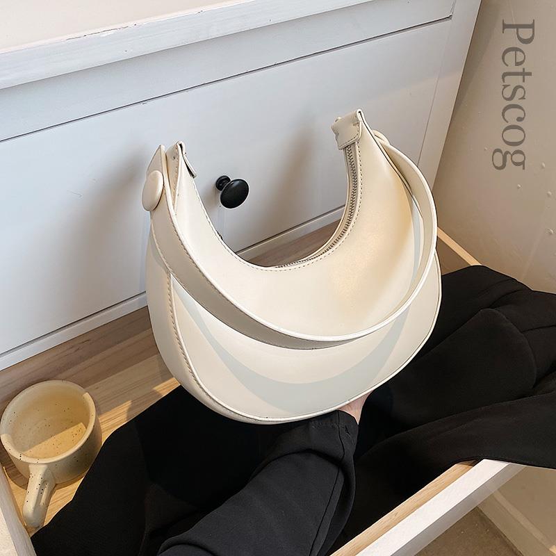 

Модные белые сумки через плечо для женщин из искусственной кожи, однотонная сумка-полумесяц, дизайнерские женские сумки, женские сумки на предплечье белый