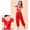 2Pieces Belly Dance Costume Set Coins Top Lantern Pants Set Halloween Costume Belly Dance Outfits for Dress Up Party
