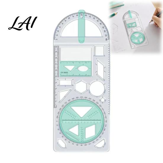 Portable Desk Accessories Multifunctional Geometric Drawing Ruler Thickened Transparent Plastic Template Safe Measurement Aid for Students