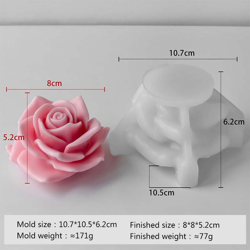 3D Rose Flower Silicone Mold Car Decoration Aroma Candle Gypsum Resin Molds Handmade Candy Chocolate Baking Tool