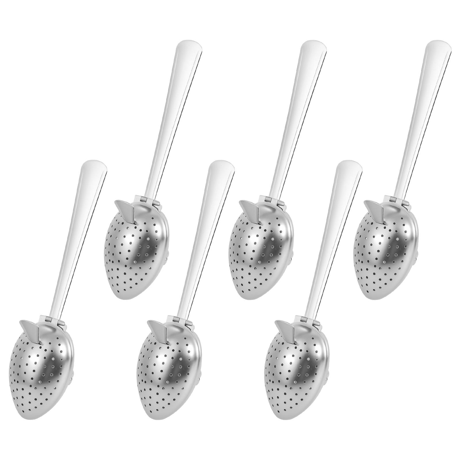 

6Pcs Stainless Steel Spoon Tea Infuser Filter Squeeze Leaves Herb Mesh Strainer Tea Infuser In Mesh Tea Ball Filter with Handle