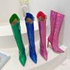 Fashion Street Style Pointed Toe Women Knee-High Boots Mirror Patent Leather Strippers Sexy Runway Party Stiletto High Heel Shoes
