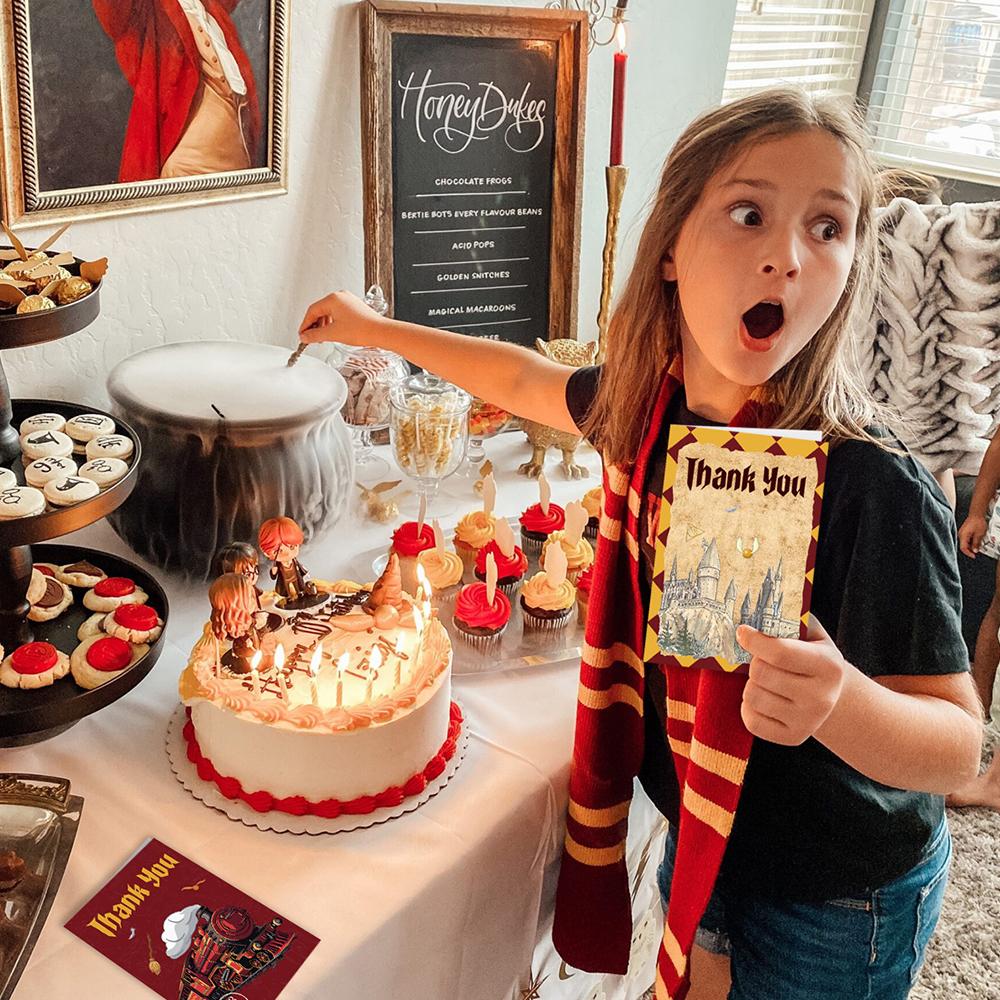 12pcs Magic Wizard Thank You Cards with 12pcs Envelope for Party Supplies