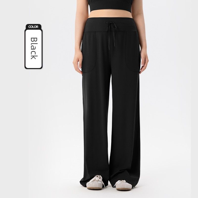 

Lu Same Style High Top Sports Pants Women s Plus Size Ladies Drawstring Wide Leg Fitness Pants Stretch Slimming Slim Fit Yoga Pants Black 3XL