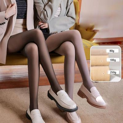 one-Seam Fleece Lined Tights More Warmth Fake Translucent Pantyhose High Waist Thermal Legging Women