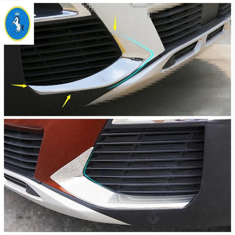 Car Front Head Fog Lights Lamp Eyebrow Cover Trim For Peugeot 3008 3008GT 2017 - ABS Chrome / Carbon Fiber Look Accessories