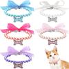 Frienda 5 Pcs Pet Pearl Necklace Diamond Crystal Dog Pearl Necklace Collars with Bling Rhinestones Bone Dog Cat Jewelry Set Wedding Collar for Puppy