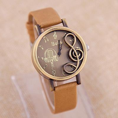 Mode Frauen Uhren Elegante Musiknote Carving Dekorieren Lederband Armbanduhr Damen Casual Quarzuhr Uhr Geschenk