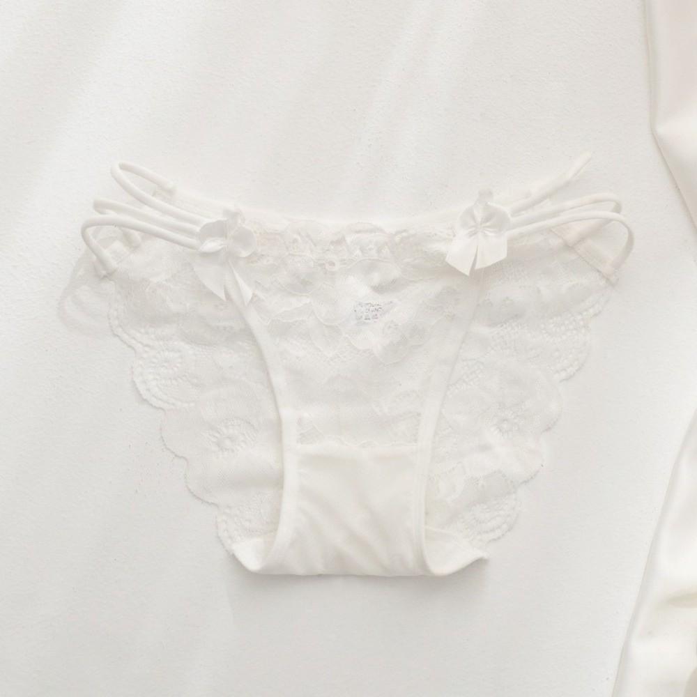 Bow Lace Flower Panties Seamless Women Underwear Thin Strap Lace Mesh Briefs  Lady