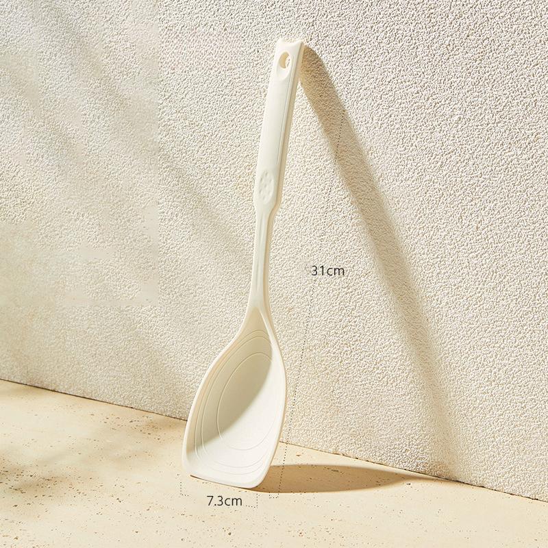 Silicone Cooking Spoon Multifunctional Heat Resistant Shovel with Measuring Scale Long Handle Stir-frying Essential Kitchen Tool