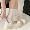White French Platform Mary Jane Small Leather Shoes Women's Round Head Retro Height-increasing Single Shoes