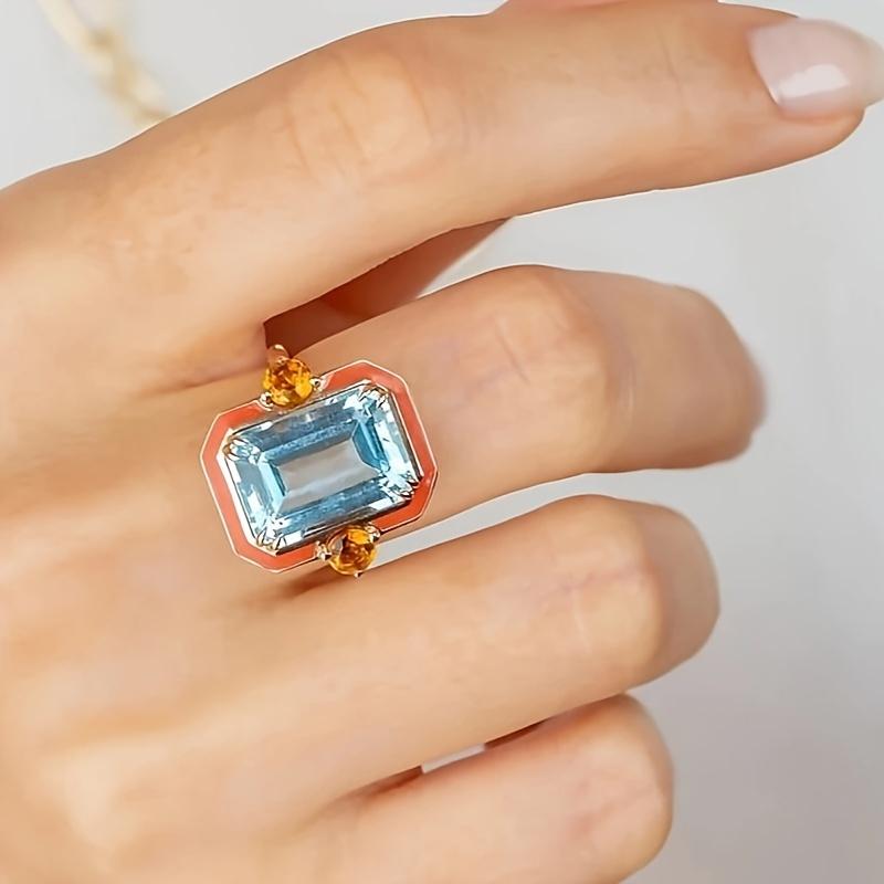 Fashion Elegant Boho Square Cubic Zirconia Ring For Women Perfect For Daily Wear Weddings Parties Gifts