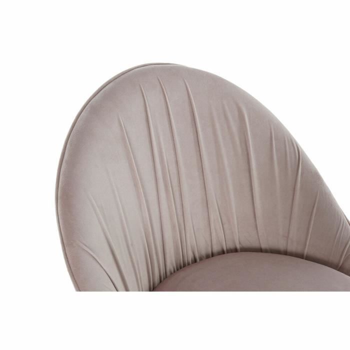 Chaise de salle à manger - Modèle - Métal - Blanc - Design glam - Velours rose