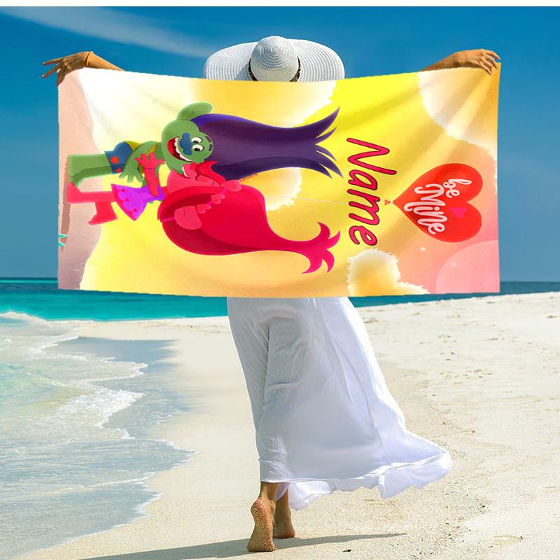 Personalized customized proof beach towel with Trolls pattern - soft, absorbent,quick-drying,perfect swimming,camping&bathing