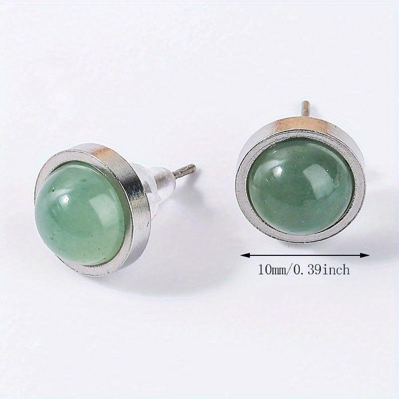 1pairs Handmade 10mm Natural Stone Stud Earrings Fashion Crystal Ear Jewelry Valentine's Day Gift