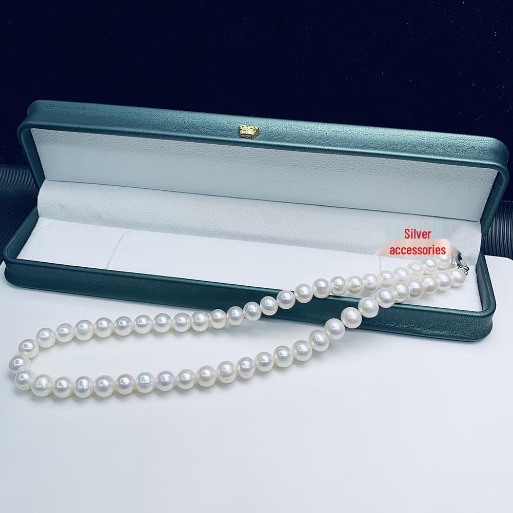 9-10mm Near Round Natural Freshwater Pearl Necklace: Slightly Flawed Pearl Mother s Day Gift with Gift Box Pearl 9-10mm, Length 45cm белый