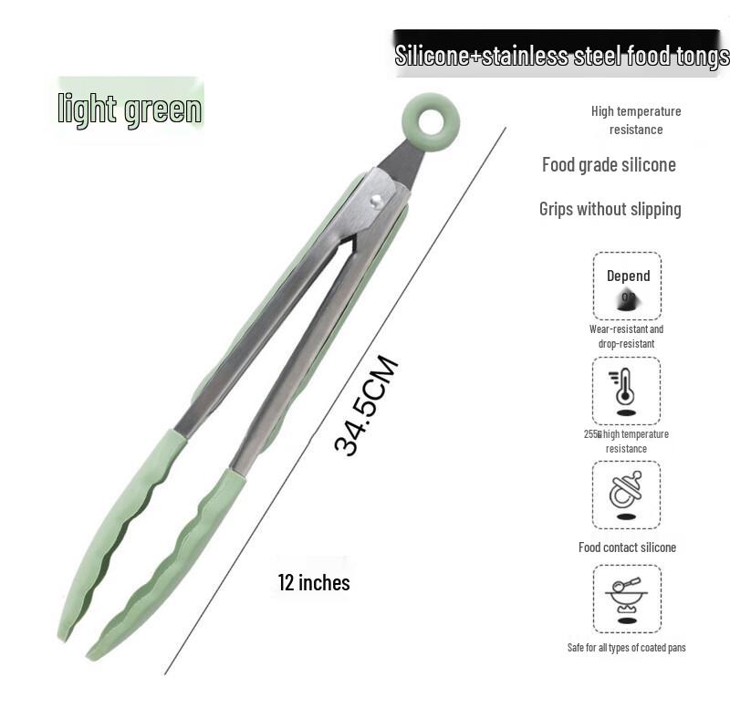 Zhaoran 12-inch Silicone & Stainless Steel Food Tongs