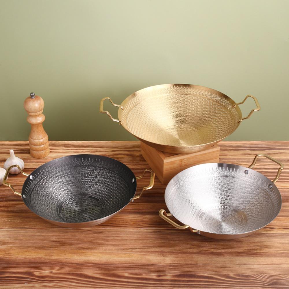 Korean Style Honeycomb Pattern Spicy Pot Stainless Steel Frying Cooking Pot Camping Wok Commercial