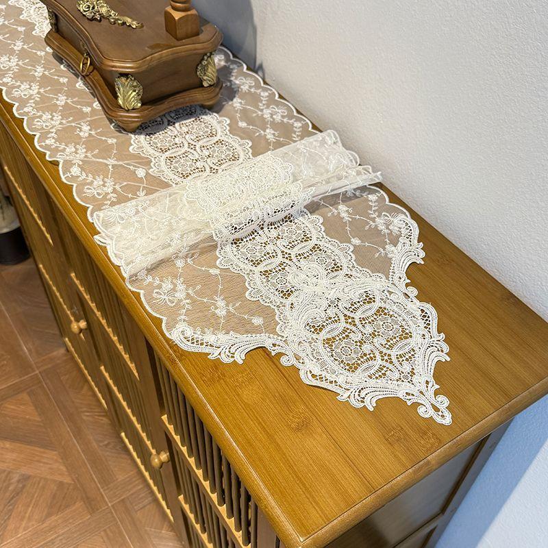 European American Light Luxury White Lace Coffee Table Long Dining Table Cover Cloth Table Flag TV Cabinet Shoe Cabinet Chest Cabinet Tablecloth