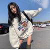 Autumn and Winter New Letter Thickened Fleece Jacket Top Loose Cartoon Print Sweater