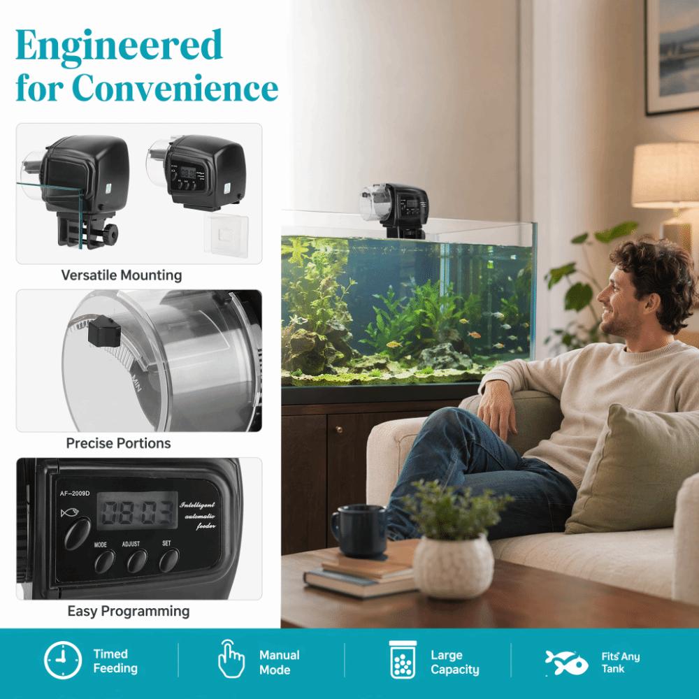 Large Capacity Electronic Fish Dispenser Automatic Feeding Timer  When Away From Home