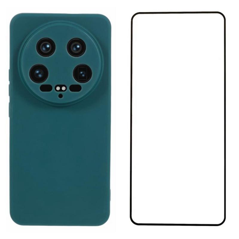 

For Xiaomi 14 Ultra Case with Screen Film Precise Cutout TPU Phone Cover Army Green