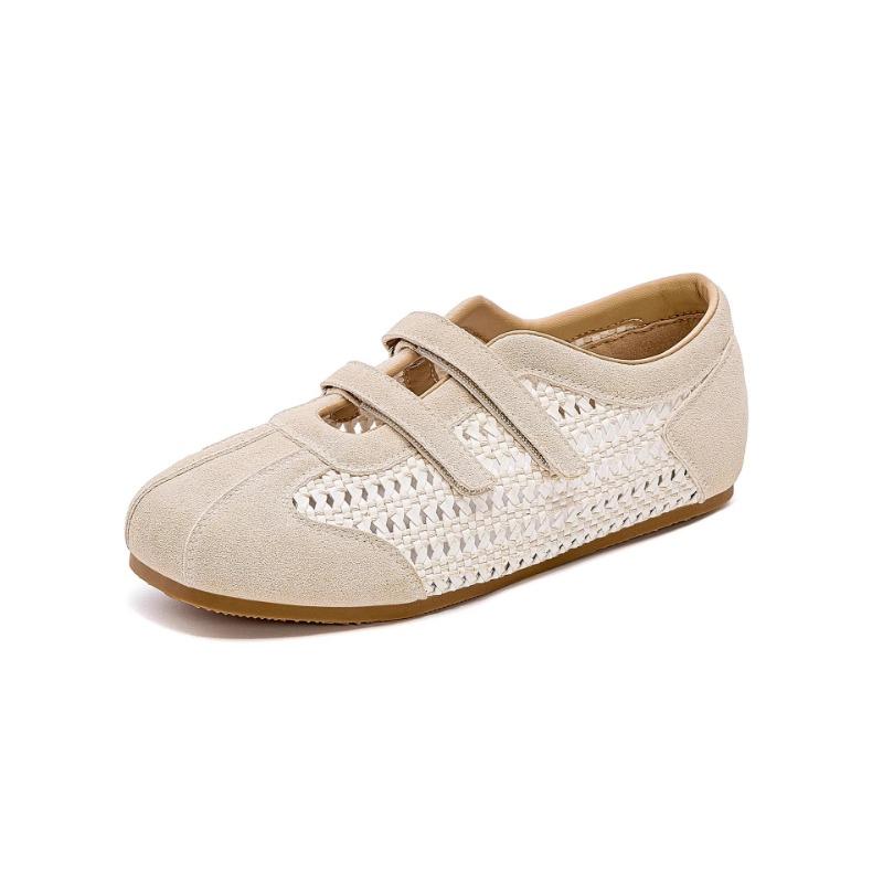 Retro Velcro Ballet Training Shoes for Women's New Style Casual Flat Hollowed-out Board Shoes