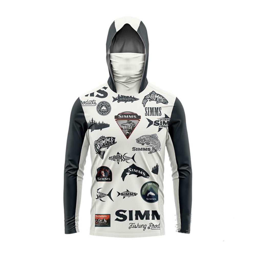 2024 New SIMMS Men's Sunscreen Upf 50 + Long Sleeve Fishing Suit UV Protection Mask Hooded Fishing Suit