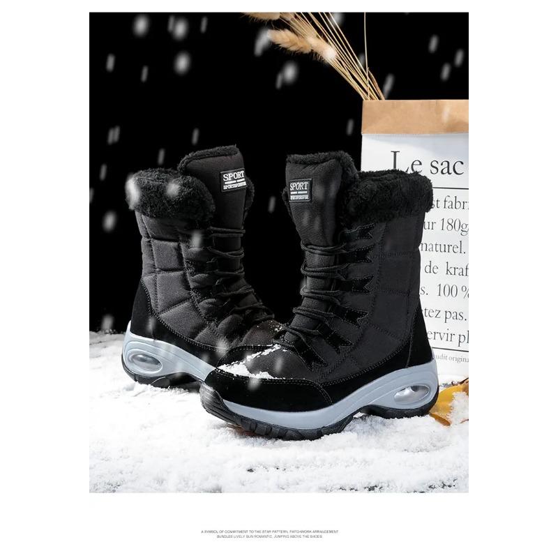 

Winter Women Boots Platform Shoes Keep Warm Snow Boots Outdoor Ladies Comfortable Waterproof Fur Femme Boots 42 чорний