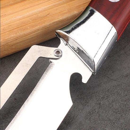 Stainless Steel Vegetable Peeler with Wood Handle Multi-Function Fruit Potato Peeler with Bottle Opener Quick Peeling Essential Kitchen Tool