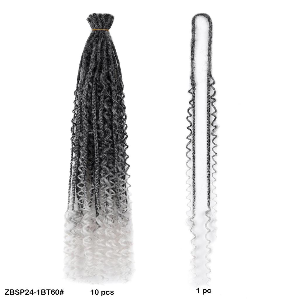 10 Stück/Los Häkelhaar Afro Göttin Böhmische Box Braids 24 Zoll Gehäkelte Box Braids mit River Locs Lockigen Enden Haar Synthetische Zöpfe