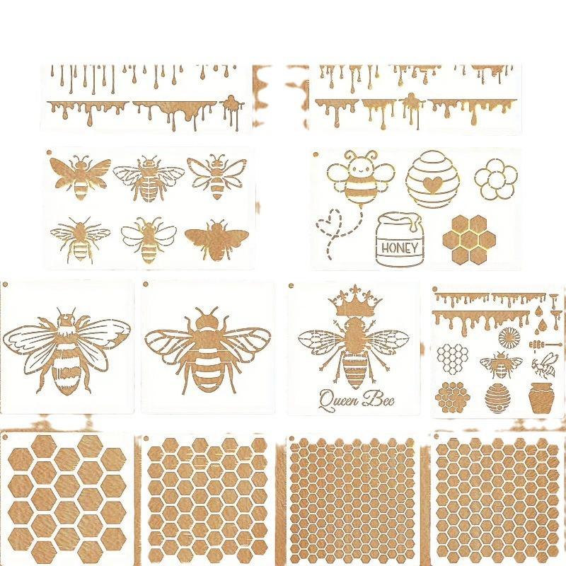 12 Blatt/Set, Bienenstock Malvorlage, Wiederverwendbar, Bienen Vorlage, Neues Modell, Bienenstock Poster Werkzeug