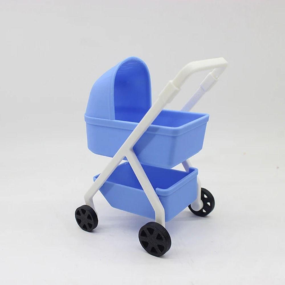 Bedroom Miniature Baby Stroller 1:12 Simulation Baby Bassinet Cart  Kids Toy