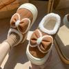 Bow Cotton Slippers Winter Warm Velvet Fashion Waterproof Outdoor Wear Indoor Home Less Heart Bag and Cotton Shoes