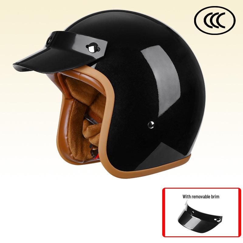 Retro 3C-Certified Unisex Motorcycle Helmet, All-Season 3/4 Design for Motorbike & Electric Bike