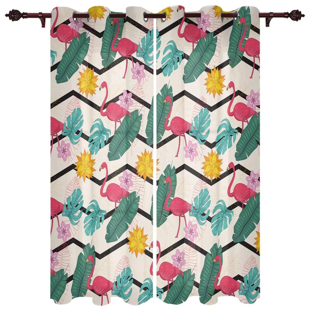Fashion Flamingo Tropical Flower High Blackout Curtains Various Animal Pattern Style Shade Drape Home Kitchen Clackout Curtain