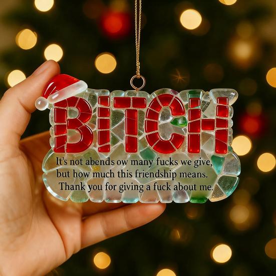 Yousheng Funny Friendship Christmas Ornament Letter Charm Humorous Friend Pendant with Hanging Cord Holiday Decor