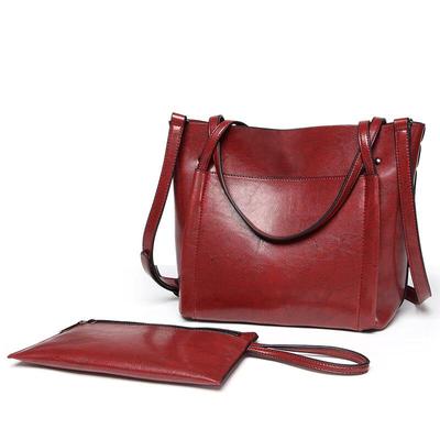 Xiaoyan Women's Vintage Oil Wax Leather Tote Bag